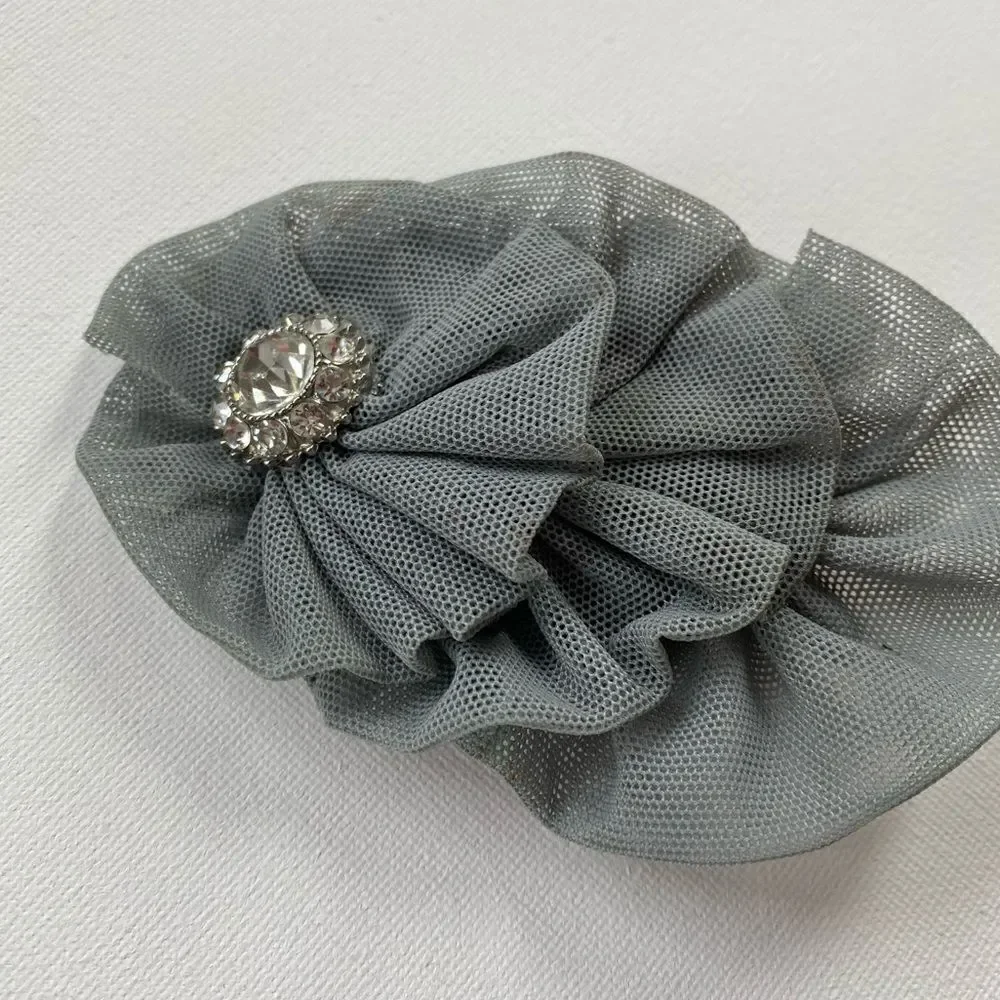 One of a Kind 1950’s Handmade Vintage Pleated Tiered Ruffle Crystal Hair Piece